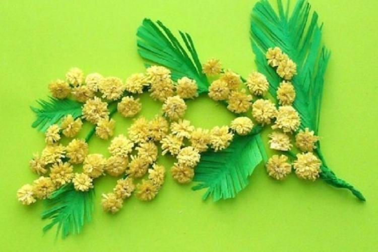 Vetvička mimózy - DIY kvety obrúskov Vetvička mimózy - DIY kvety obrúskov