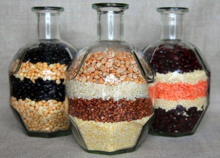Soľ a cereálie - DIY dekor fľaše Soľ a cereálie - DIY dekor fľaše