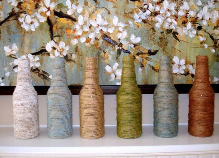 Zdobenie nití - DIY dekor fľaše Zdobenie nití - DIY dekor fľaše