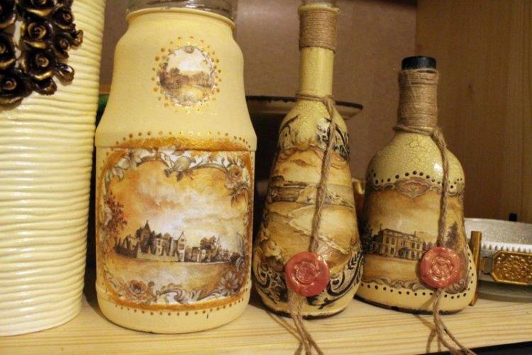 Decoupage fľaše - DIY dekor fľaše Decoupage fľaše - DIY dekor fľaše