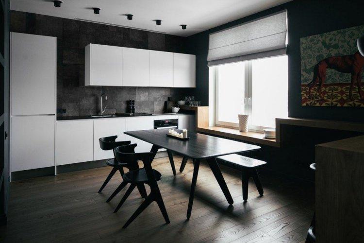 Čierna kuchyňa v štýle minimalizmu - interiérový dizajn Čierna kuchyňa v štýle minimalizmu - interiérový dizajn