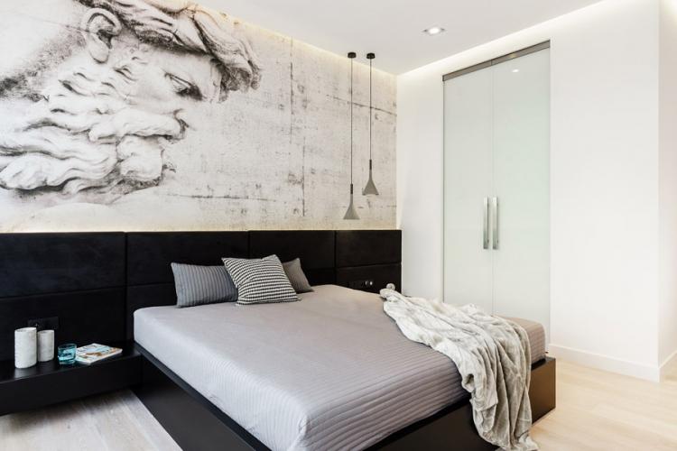 Spálňa 10 m² v štýle minimalizmu - interiérový dizajn Spálňa 10 m² v štýle minimalizmu - interiérový dizajn