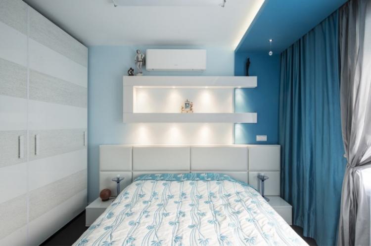 Modrá spálňa 10 m² - Interiérový dizajn Modrá spálňa 10 m² - Interiérový dizajn