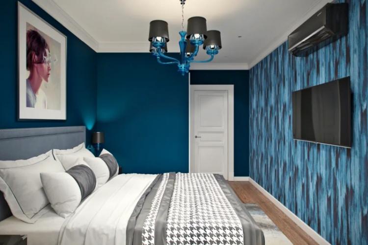 Modrá spálňa 10 m² - Interiérový dizajn Modrá spálňa 10 m² - Interiérový dizajn