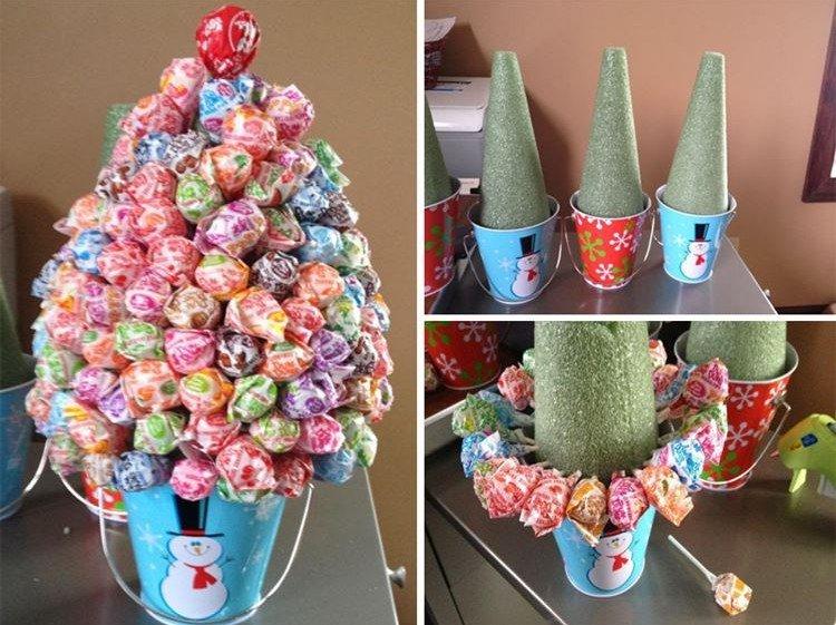 DIY vianočný stromček vyrobený z cukríkov na špajdle DIY vianočný stromček vyrobený z cukríkov na špajdle