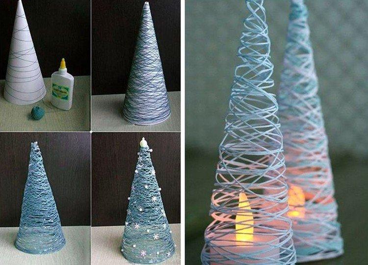 DIY vianočný stromček vyrobený z nití - fotografie a nápady DIY vianočný stromček vyrobený z nití - fotografie a nápady