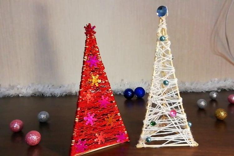 DIY vianočný stromček vyrobený z nití - fotografie a nápady DIY vianočný stromček vyrobený z nití - fotografie a nápady
