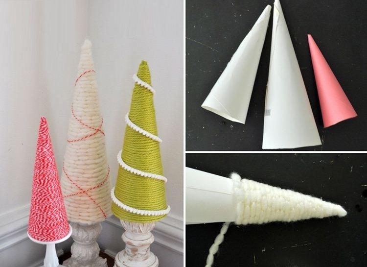DIY vianočný stromček vyrobený z nití - fotografie a nápady DIY vianočný stromček vyrobený z nití - fotografie a nápady