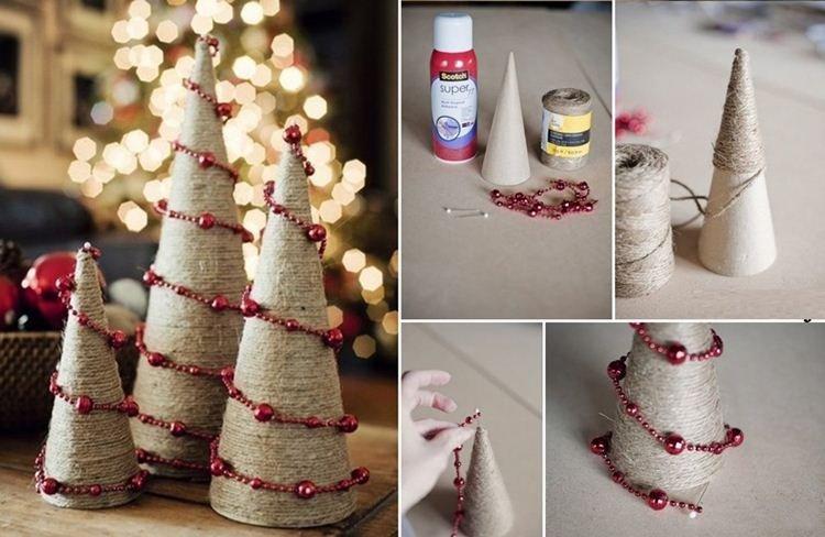 DIY vianočný stromček vyrobený z nití - fotografie a nápady DIY vianočný stromček vyrobený z nití - fotografie a nápady