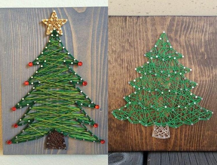 DIY vianočný stromček vyrobený z nití - fotografie a nápady DIY vianočný stromček vyrobený z nití - fotografie a nápady