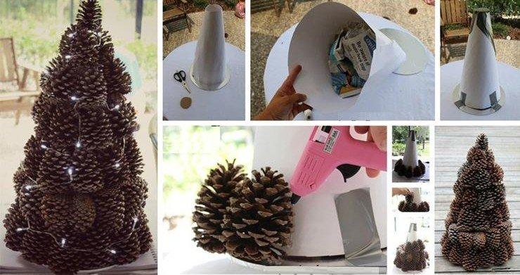 Ľahký DIY strom vyrobený zo šišiek Ľahký DIY strom vyrobený zo šišiek