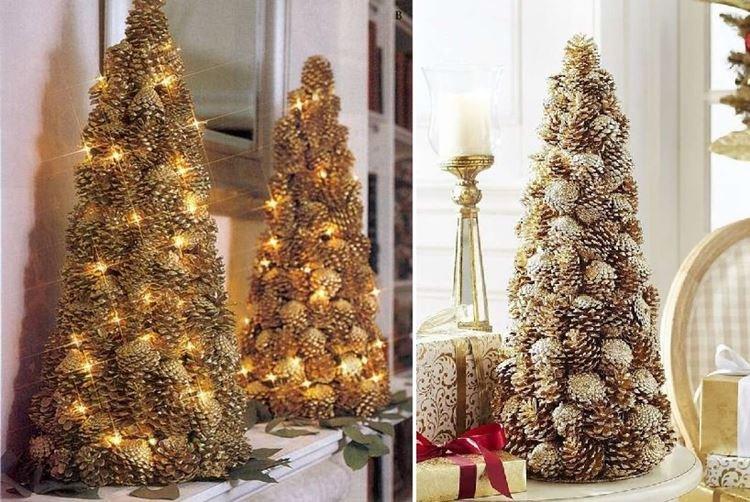 DIY zlatý strom vyrobený zo šišiek DIY zlatý strom vyrobený zo šišiek