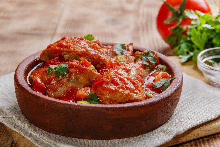 Chicken chakhokhbili with tomatoes Chicken chakhokhbili with tomatoes