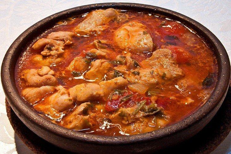Chakhokhbili from chicken with eggplant Chakhokhbili from chicken with eggplant