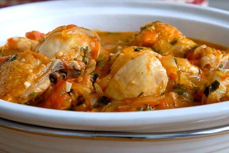 Chakhokhbili from chicken and potatoes Chakhokhbili from chicken and potatoes