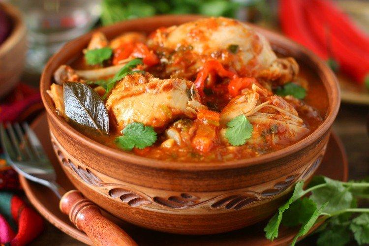 Chakhokhbili from chicken with mushrooms Chakhokhbili from chicken with mushrooms