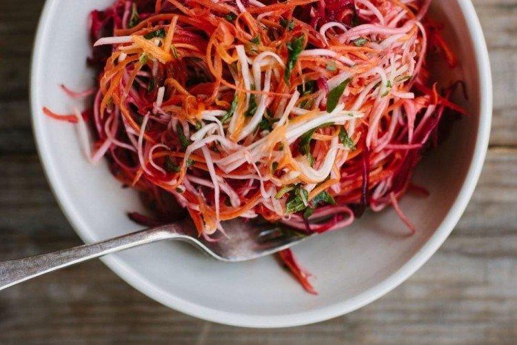 Fresh cabbage, carrot and beet salad Fresh cabbage, carrot and beet salad