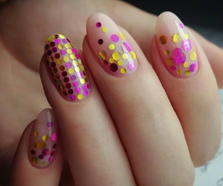 Manicure with confetti Manicure with confetti