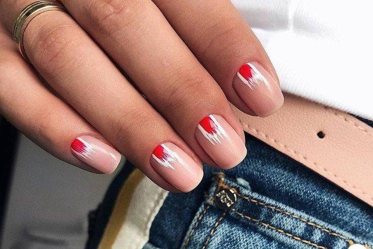 Nude manicure with bright accents Nude manicure with bright accents