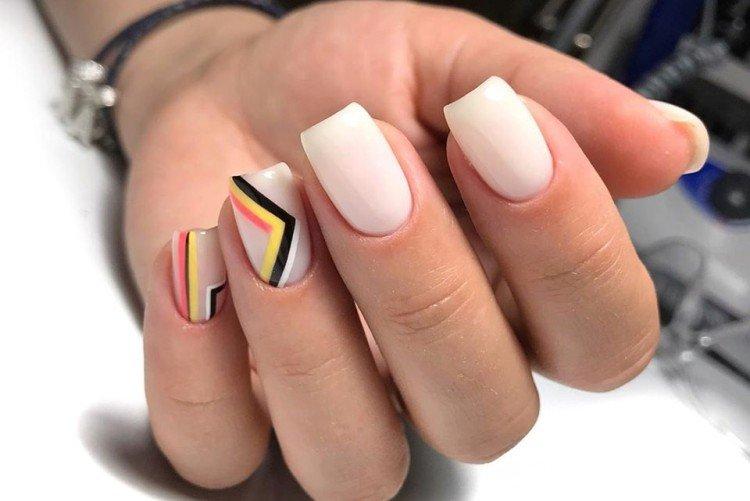 Nude manicure with bright accents Nude manicure with bright accents