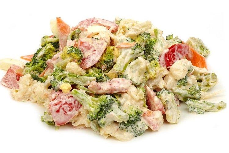 Simple salad with broccoli and mayonnaise Simple salad with broccoli and mayonnaise