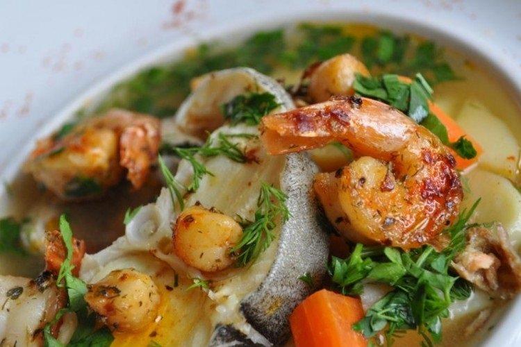 Fish soup with trout and shrimps Fish soup with trout and shrimps