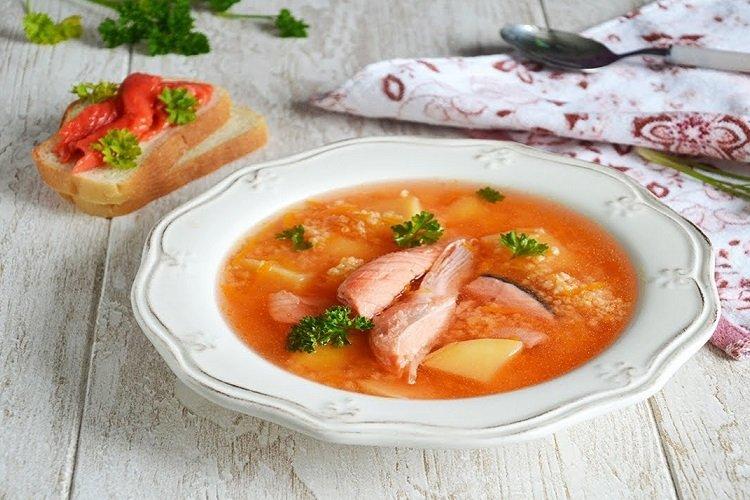 Trout fish soup with millet Trout fish soup with millet
