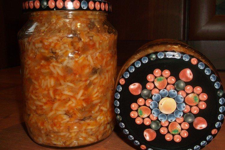 Baklažánový šalát s ryžou na zimu Baklažánový šalát s ryžou na zimu