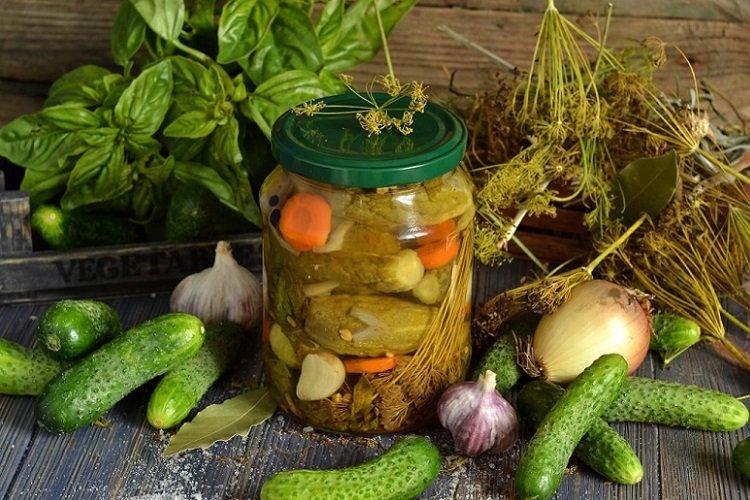 Uhorky s cibuľou a mrkvou na zimu Uhorky s cibuľou a mrkvou na zimu