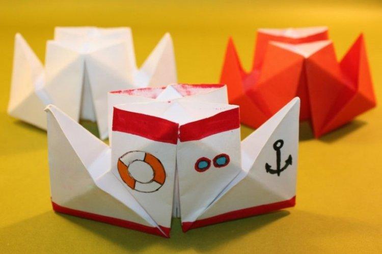DIY papierový origami dvojrúrkový čln DIY papierový origami dvojrúrkový čln