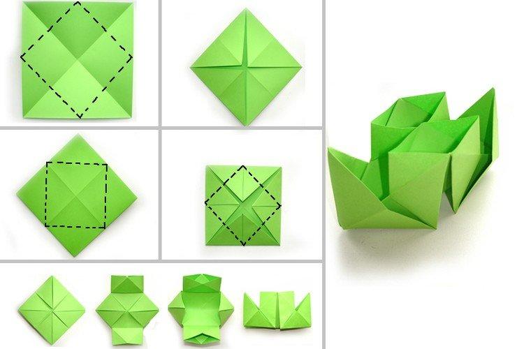 DIY papierový origami dvojrúrkový čln DIY papierový origami dvojrúrkový čln
