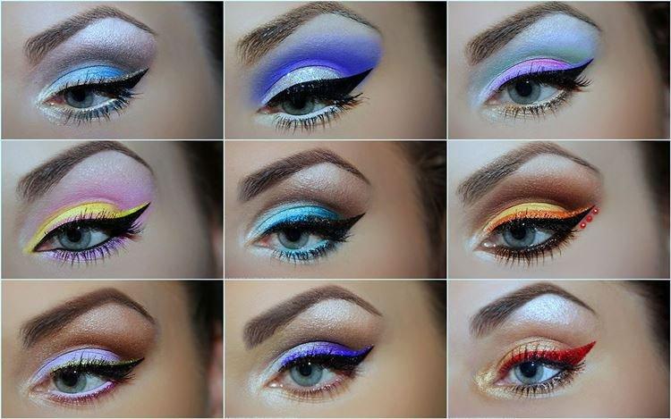 Farebná očná linka - Make -up pre modré oči Farebná očná linka - Make -up pre modré oči