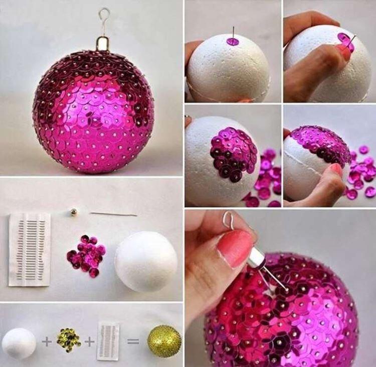 Flitrová guľa - DIY hračky na vianočný stromček Flitrová guľa - DIY hračky na vianočný stromček