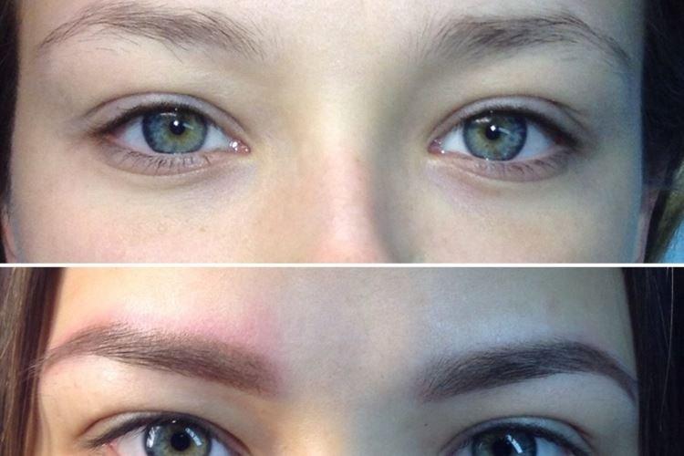 Permanentný make -up obočia - pred a po fotografiách Permanentný make -up obočia - pred a po fotografiách
