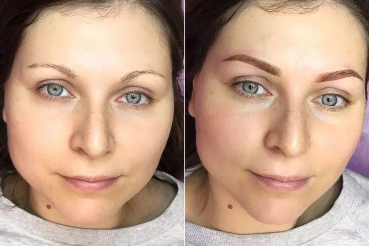 Permanentný make -up obočia - pred a po fotografiách Permanentný make -up obočia - pred a po fotografiách