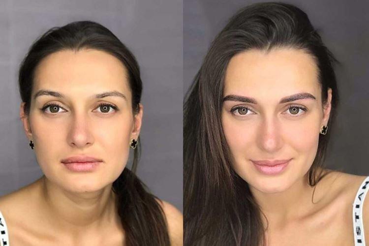 Permanentný make -up obočia - pred a po fotografiách Permanentný make -up obočia - pred a po fotografiách