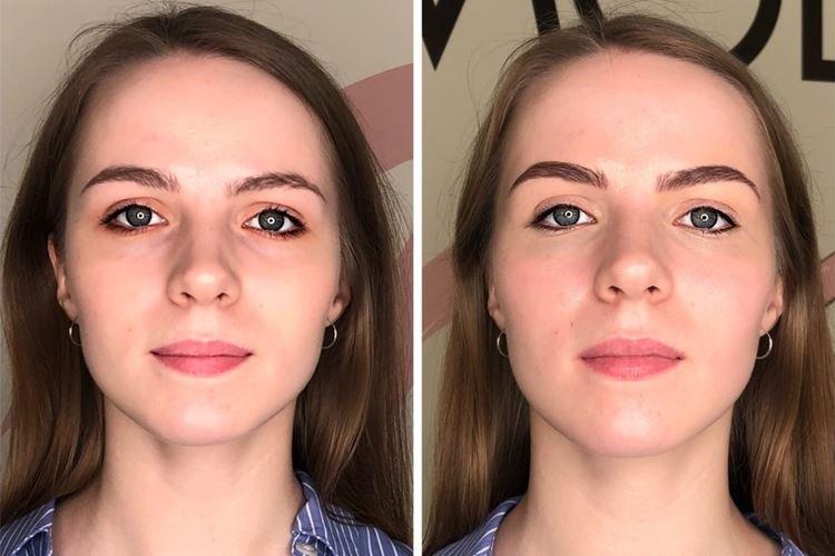Permanentný make -up obočia - pred a po fotografiách Permanentný make -up obočia - pred a po fotografiách