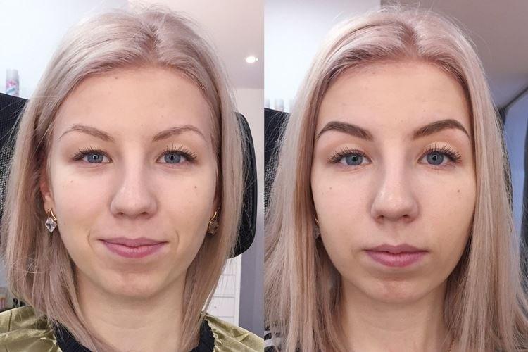 Permanentný make -up obočia - pred a po fotografiách Permanentný make -up obočia - pred a po fotografiách