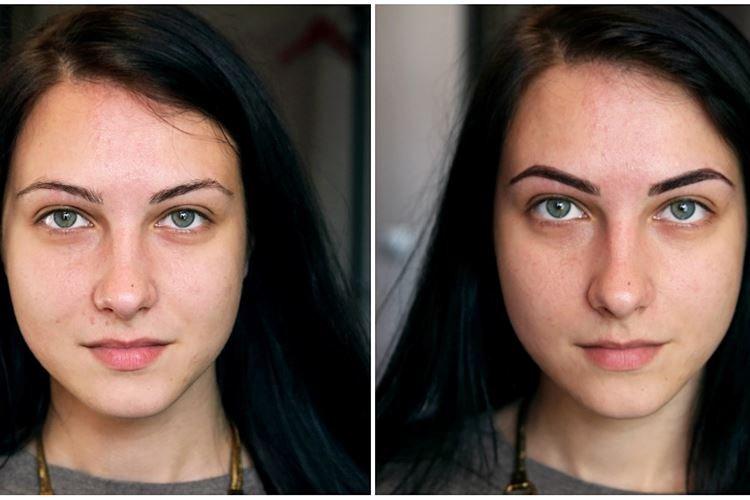 Permanentný make -up obočia - pred a po fotografiách Permanentný make -up obočia - pred a po fotografiách