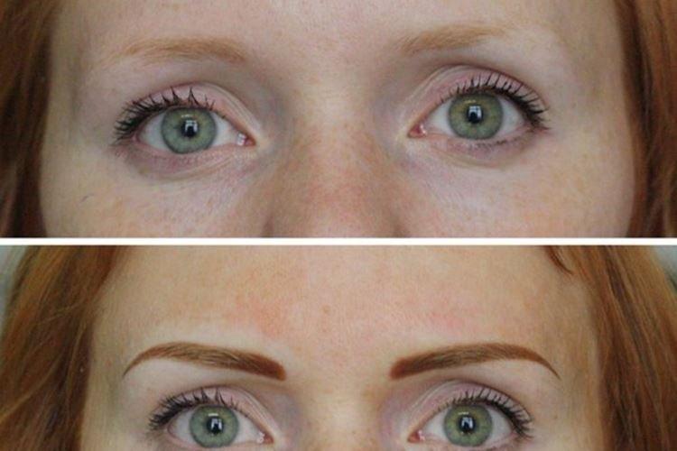Permanentný make -up obočia - pred a po fotografiách Permanentný make -up obočia - pred a po fotografiách