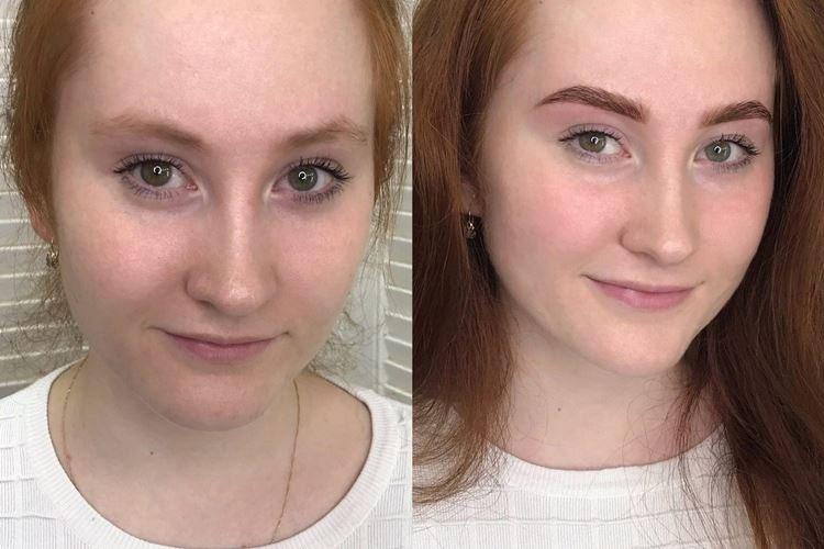 Permanentný make -up obočia - pred a po fotografiách Permanentný make -up obočia - pred a po fotografiách
