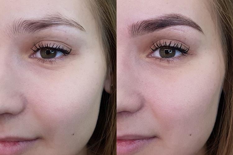 Permanentný make -up obočia - pred a po fotografiách Permanentný make -up obočia - pred a po fotografiách