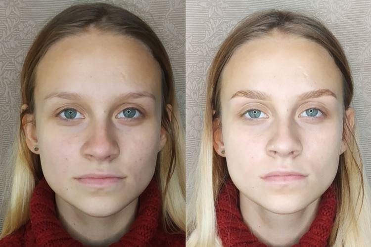 Permanentný make -up obočia - pred a po fotografiách Permanentný make -up obočia - pred a po fotografiách
