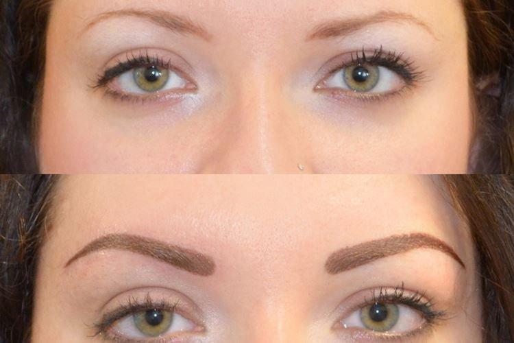 Permanentný make -up obočia - pred a po fotografiách Permanentný make -up obočia - pred a po fotografiách