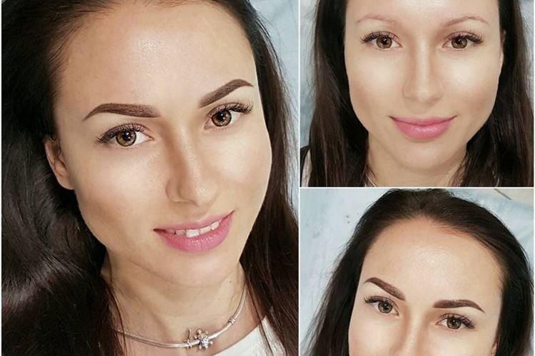Permanentný make -up obočia - pred a po fotografiách Permanentný make -up obočia - pred a po fotografiách