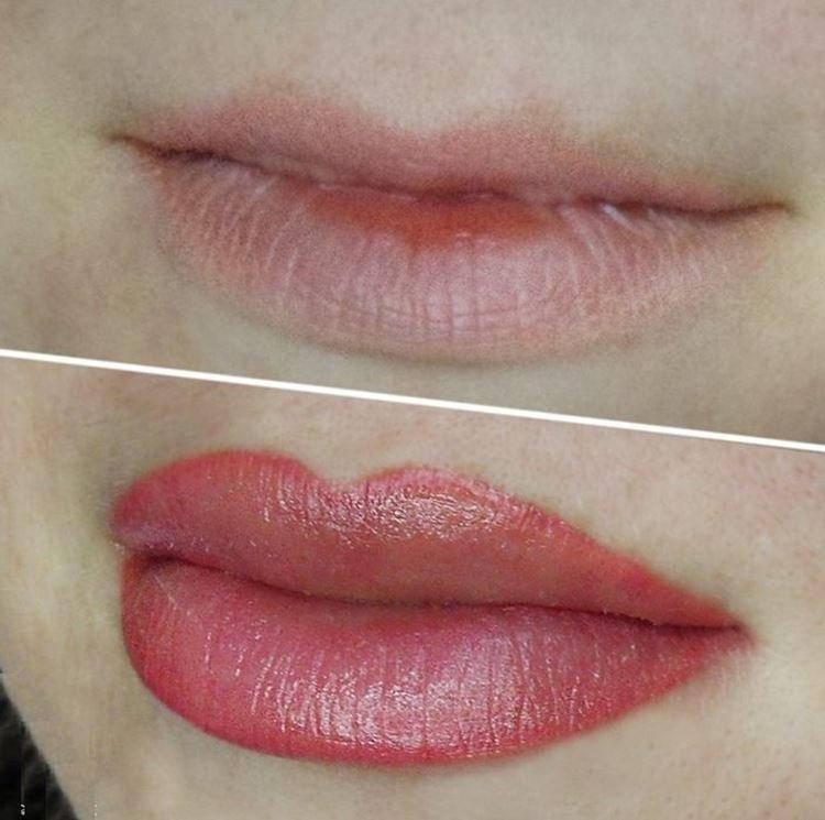 Permanentný makeup na pery - pred a po fotkách Permanentný makeup na pery - pred a po fotkách