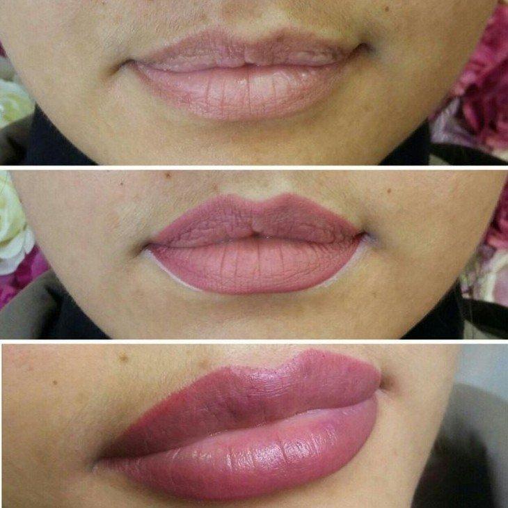 Permanentný makeup na pery - pred a po fotkách Permanentný makeup na pery - pred a po fotkách
