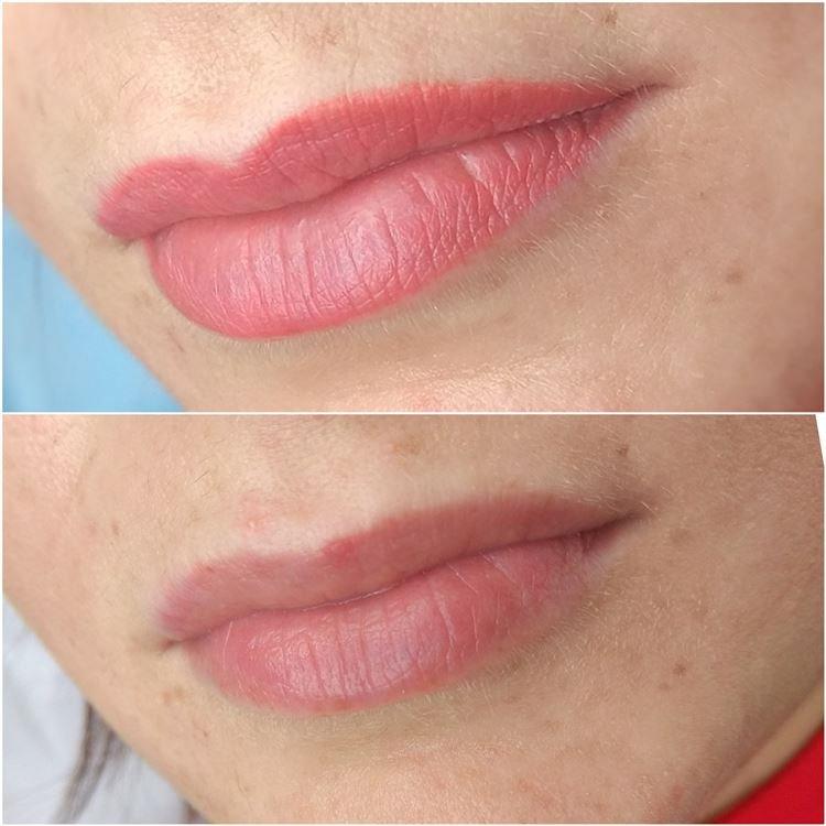 Permanentný makeup na pery - pred a po fotkách Permanentný makeup na pery - pred a po fotkách
