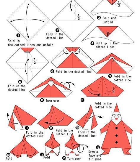 Origami Santa Claus - ručné papierové remeslá na Nový rok Origami Santa Claus - ručné papierové remeslá na Nový rok