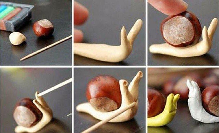 Gaštanové slimáky - Remeslá z prírodných materiálov pre materskú školu Gaštanové slimáky - Remeslá z prírodných materiálov pre materskú školu